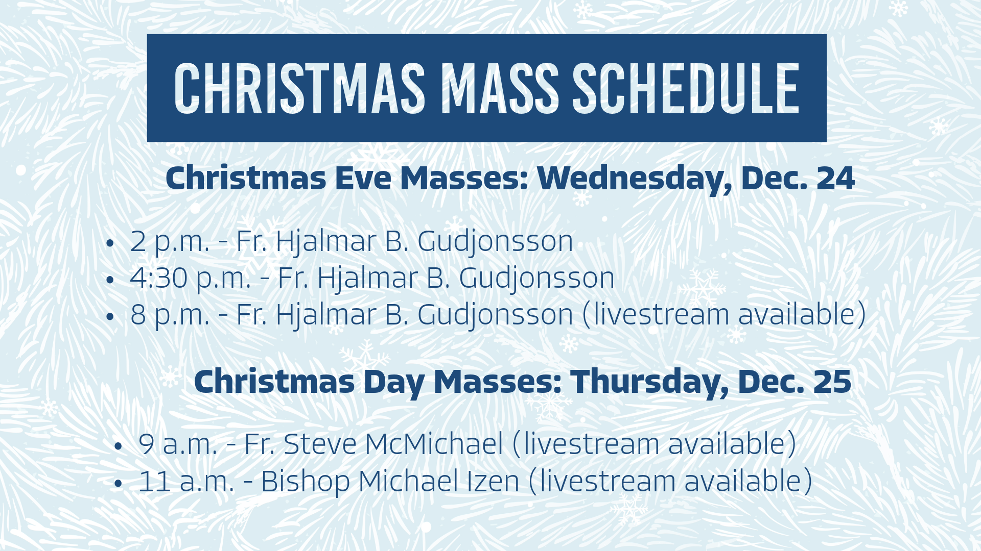 Advent and Christmas Schedule